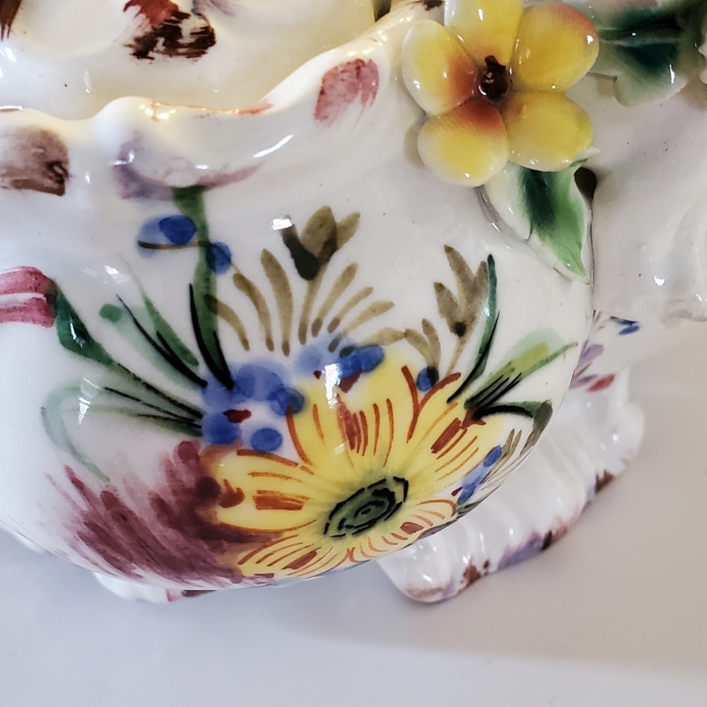 Vintage Capodimante Italian Porcelain Reticulated Trinket Box Candy Dish - Picture 11 of 11